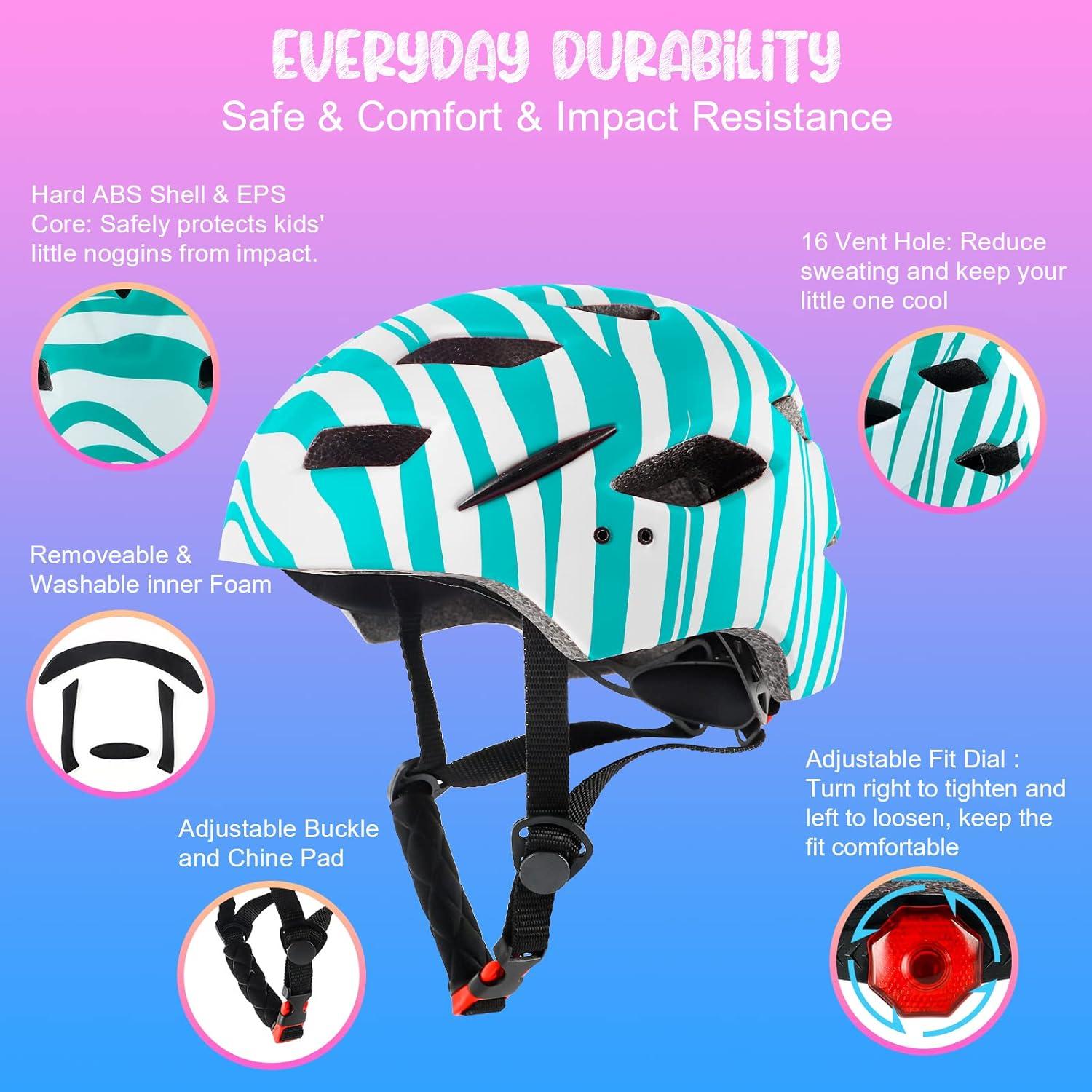 Fahrradhelm mit LED Licht für Kinder 48-56CM Grüne 4-14 Jahre