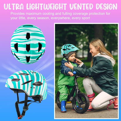 Fahrradhelm Kinder mit Licht, Leicht & verstellbar, Grün, 48-56 cm