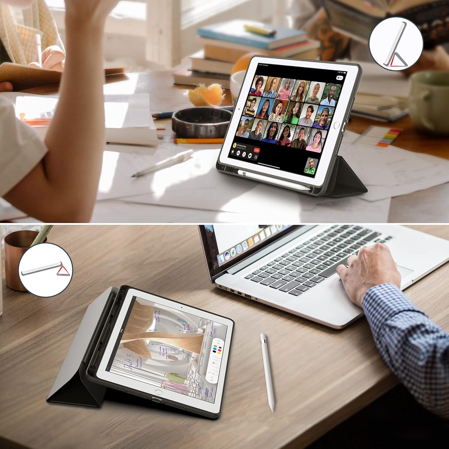 EasyAcc iPad 6 2018/ iPad 5 2017 9,7 Zoll Hülle mit Stifthalter - Schwarz