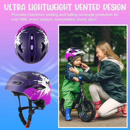 Kinder Fahrradhelm mit Licht | Leicht Verstellbar 48-56CM Mädchen Jungs