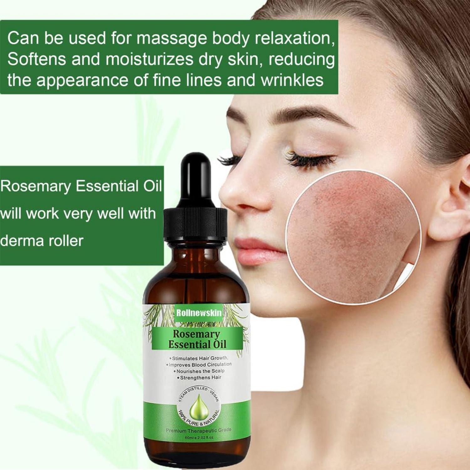 Rollnewskin Rosmarin Öl 60ml + Dermaroller 0,5mm Haut & Haar Behandlung