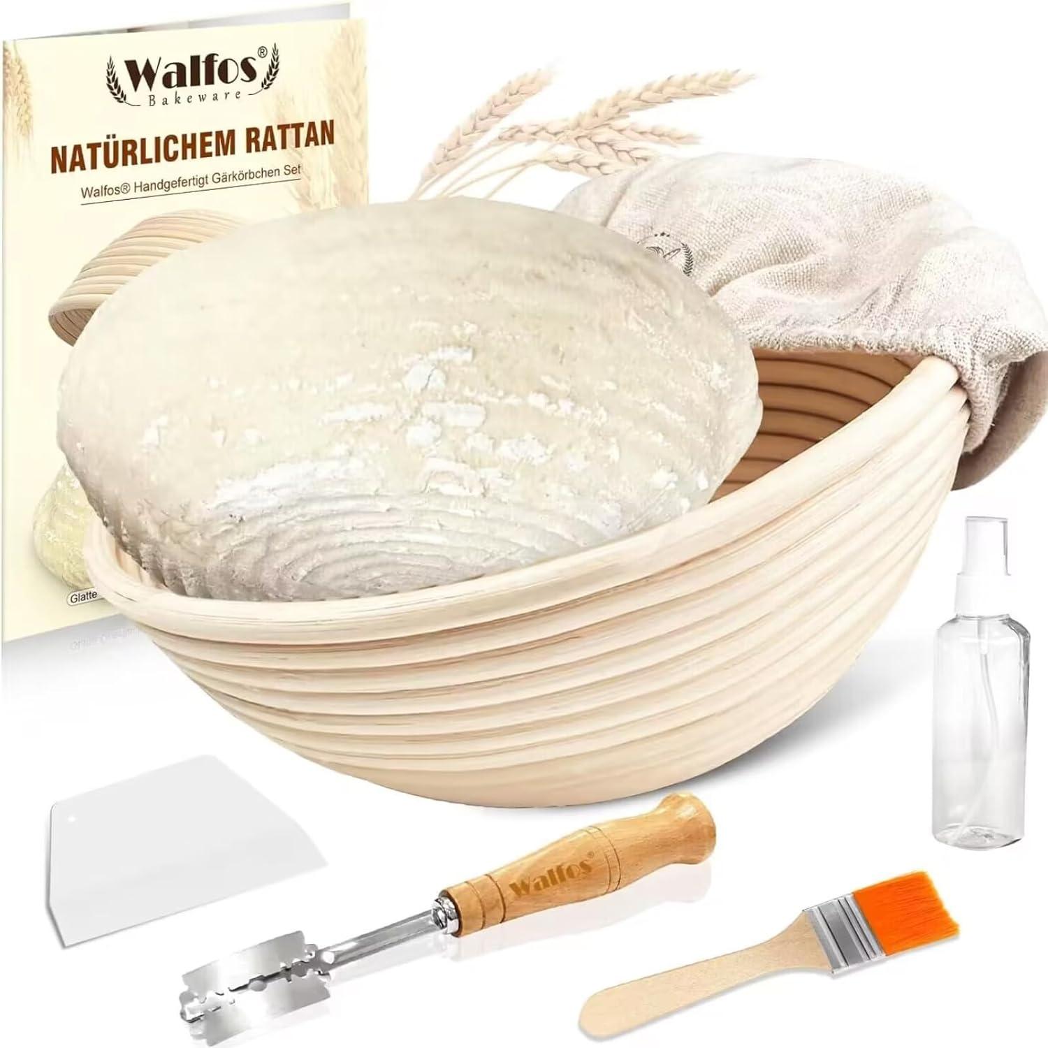 Gärkorb Set Natürlicher Rattan Brotbacken 1Kg Teig inkl. Zubehör