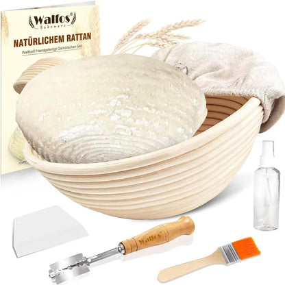 Gärkorb Set Natürlicher Rattan Brotbacken 1Kg Teig inkl. Zubehör