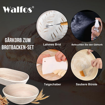 Gärkorb Set Natürlicher Rattan Brotbacken 1Kg Teig inkl. Zubehör