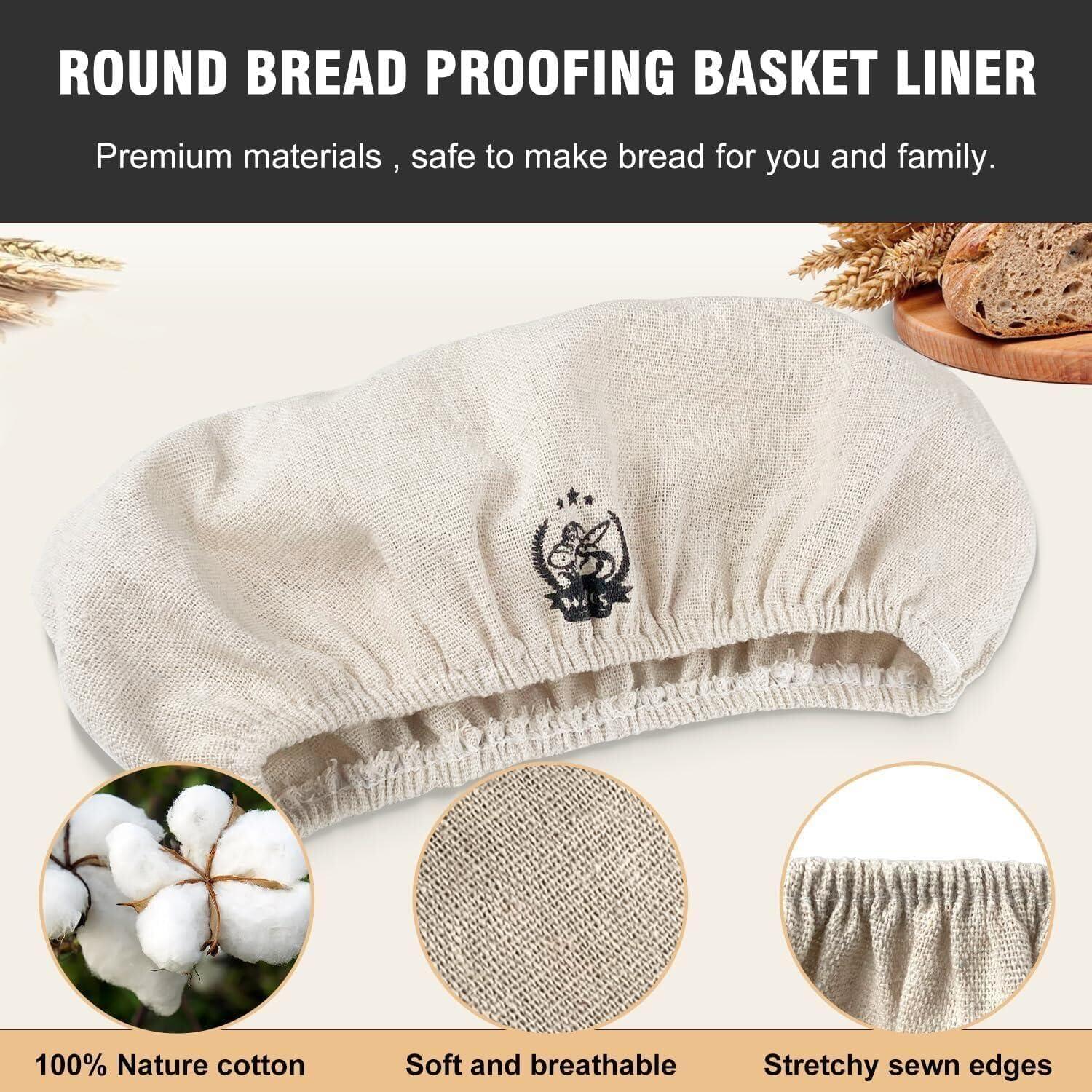 Gärkorb Set Rund 25cm Natürlicher Rattan 1Kg Teig mit Zubehör
