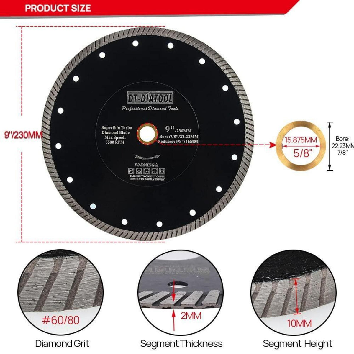 Diamant-Trennscheibe 230mm 10 Stück, superdünn, für Fliesen