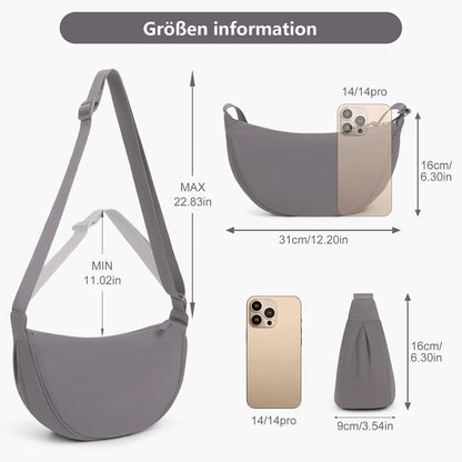 Damen Halbmond Crossbody Schultertasche Einfarbig Umhängetasche