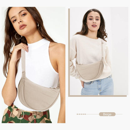 Damen Halbmond Crossbody Tasche in Beige 31x16x9cm