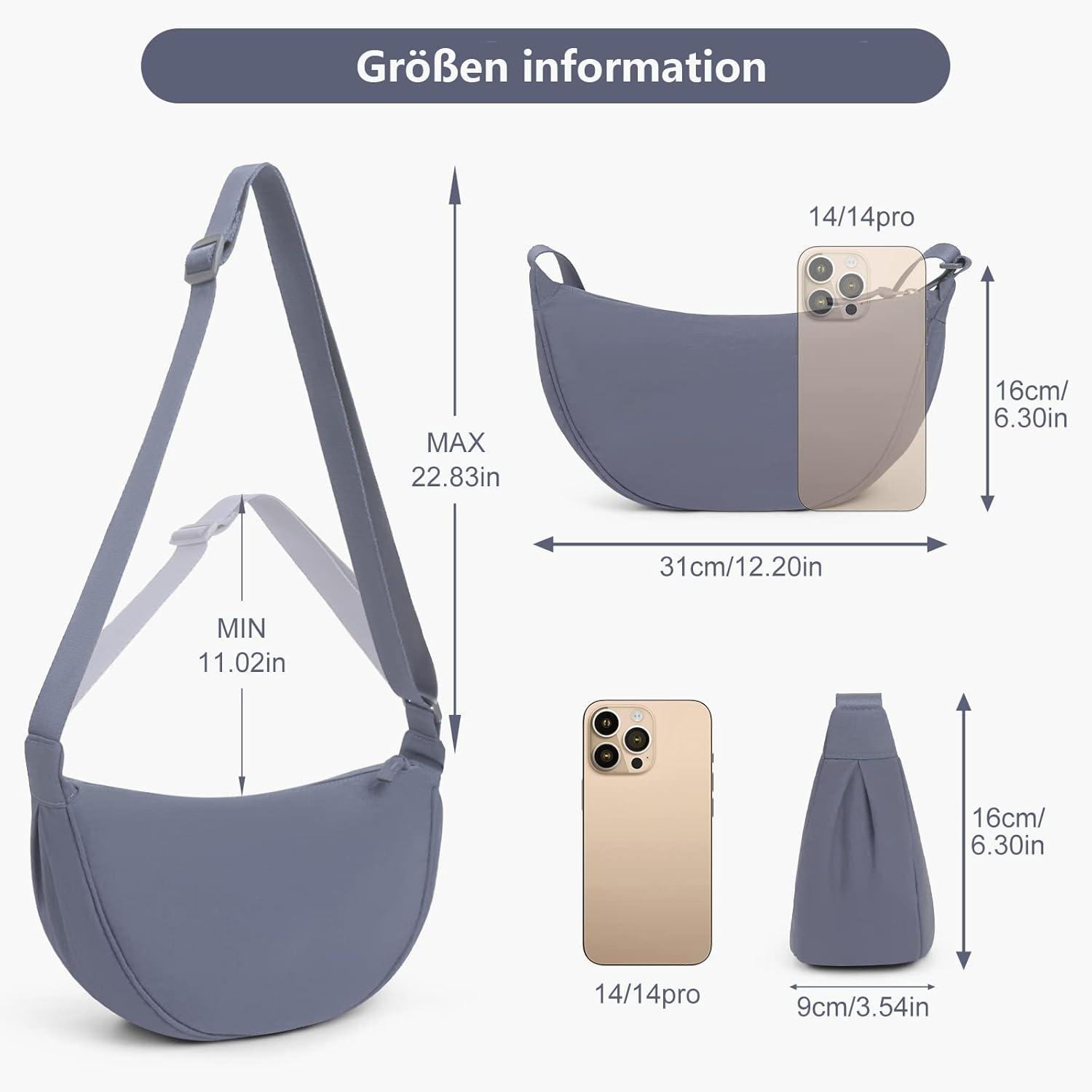Damen Crossbody Schultertasche Halbmond Hobo Umhängetasche Blau