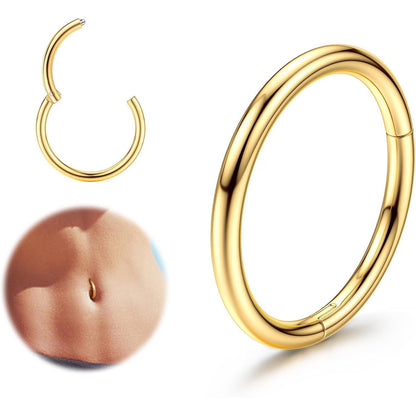 Bauchnabelpiercing Hoop aus Edelstahl mit Opal-Scharnier, Gold 12mm