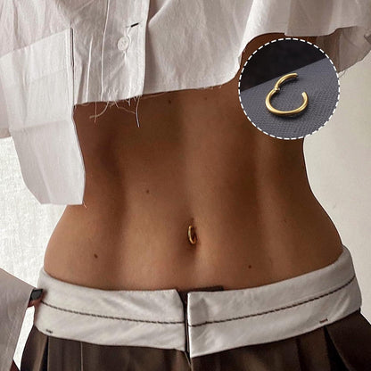 Bauchnabelpiercing Hoop aus Edelstahl mit Opal-Scharnier, Gold 12mm