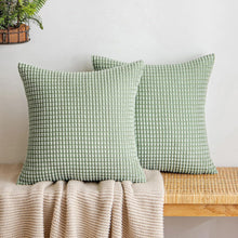 Dekorative Kordsamt Kissenbezüge 2er Set 40x40cm Granulat Boho Grün