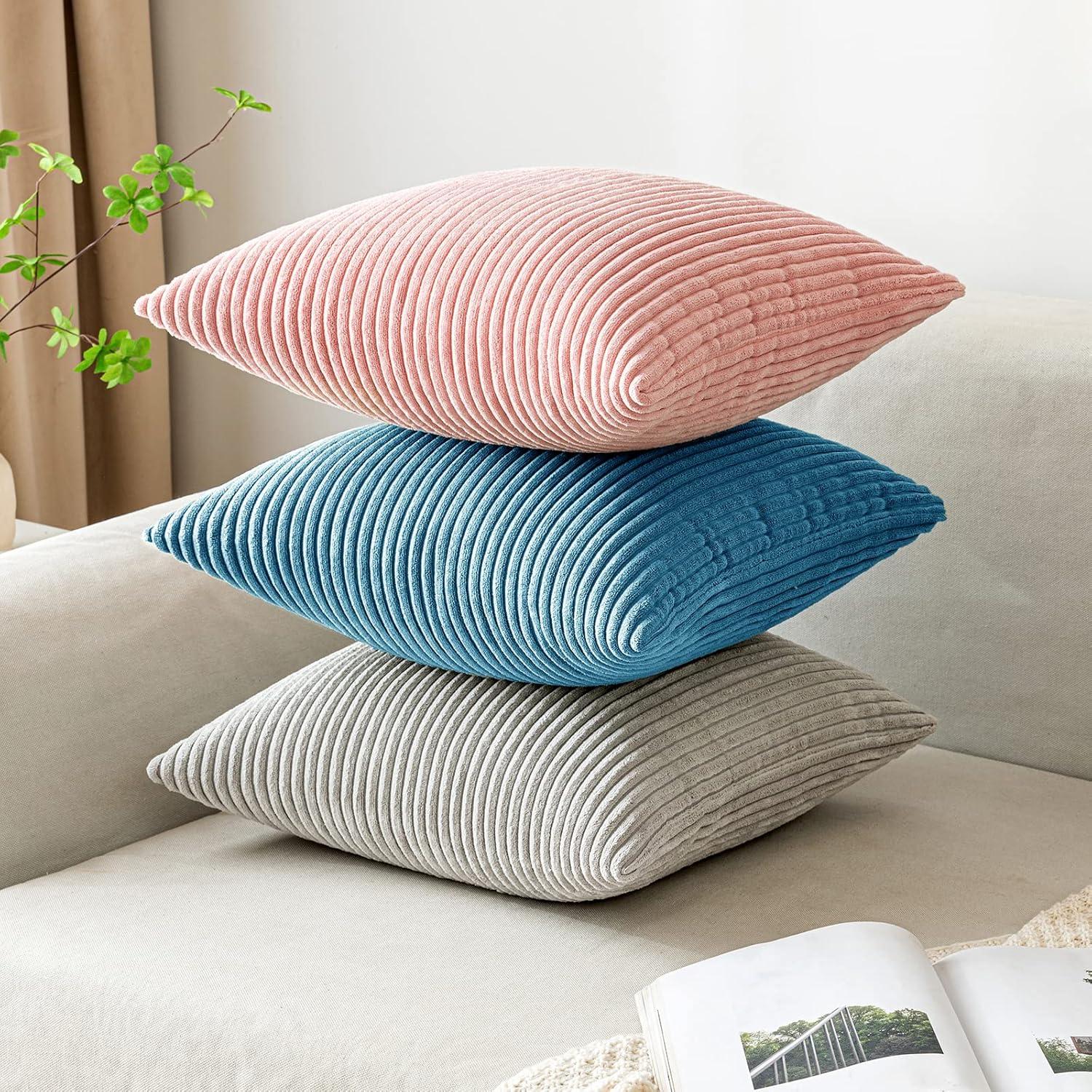 EMEMA Kissenbezug Kordsamt Zierkissenbezug 45x45 cm Seeblau 2er Set