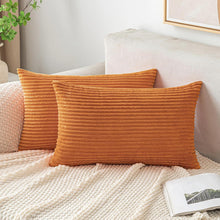 Kordsamt Kissenbezug Dekorativ Weich Orange 30x50cm 2er Set