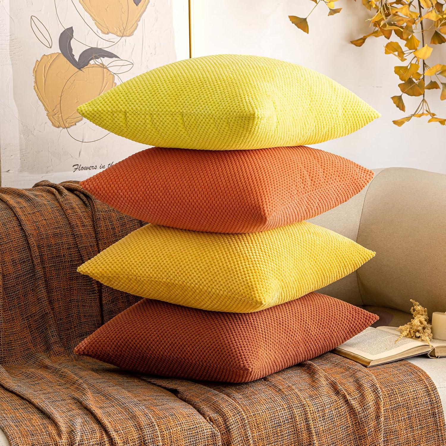 Kordsamt Kissenbezug Herbst 2er Set 40x40 cm Granulat Dekokissen Sofa