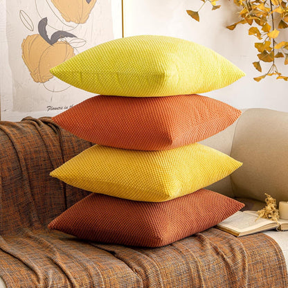Kordsamt Kissenbezug Herbst 2er Set 40x40 cm Granulat Dekokissen Sofa