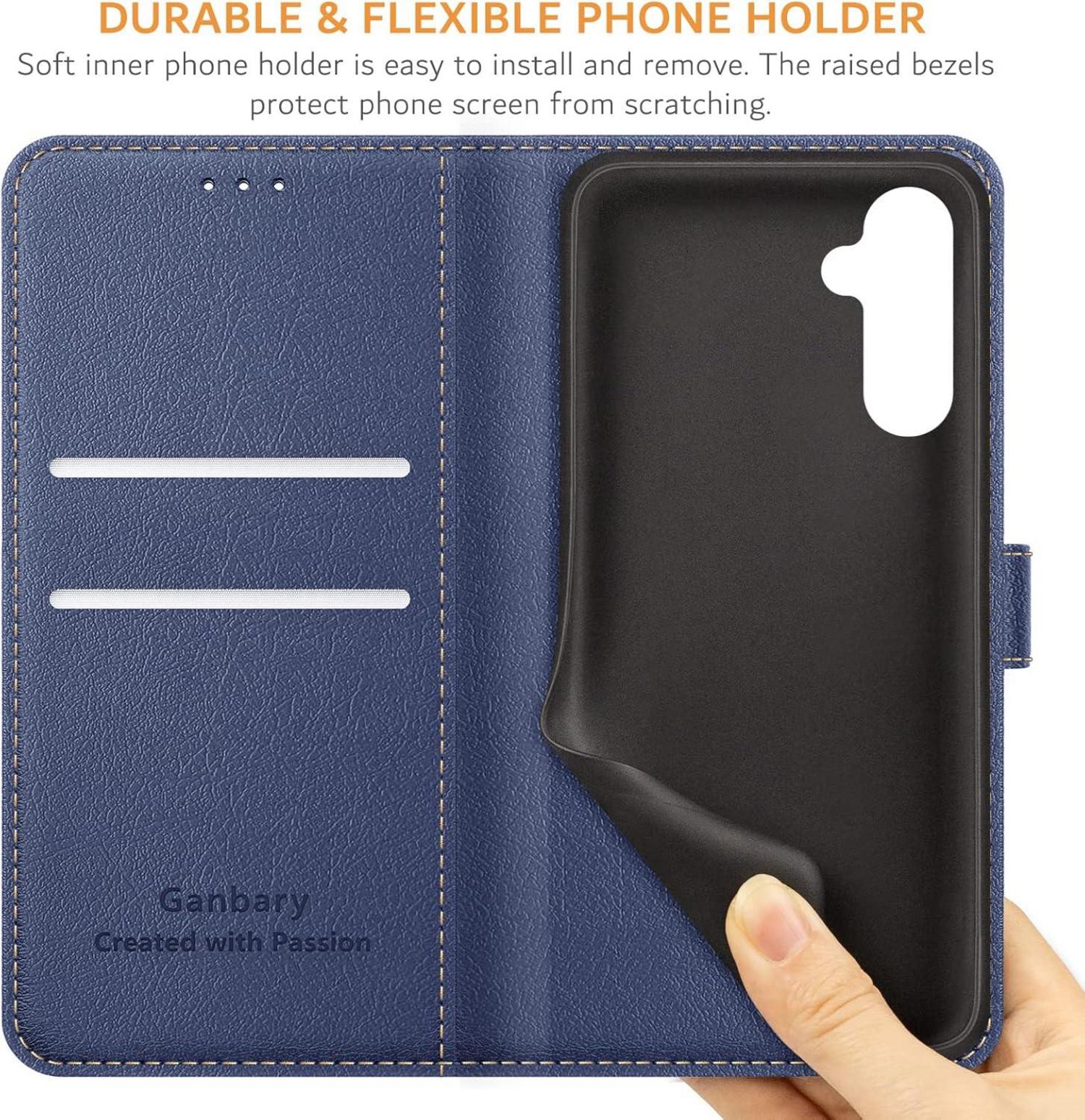 Handyhülle für Samsung Galaxy M54 - Premium Leder Klapphülle Blau
