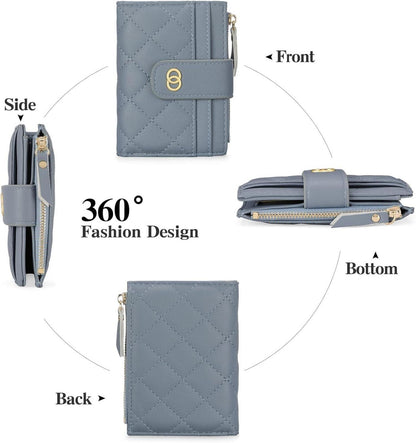 GAEKEAO Geldbörse Damen Klein RFID Blocker Portemonnaie Leder Geschenk Brieftasche Slim Wallet Blau
