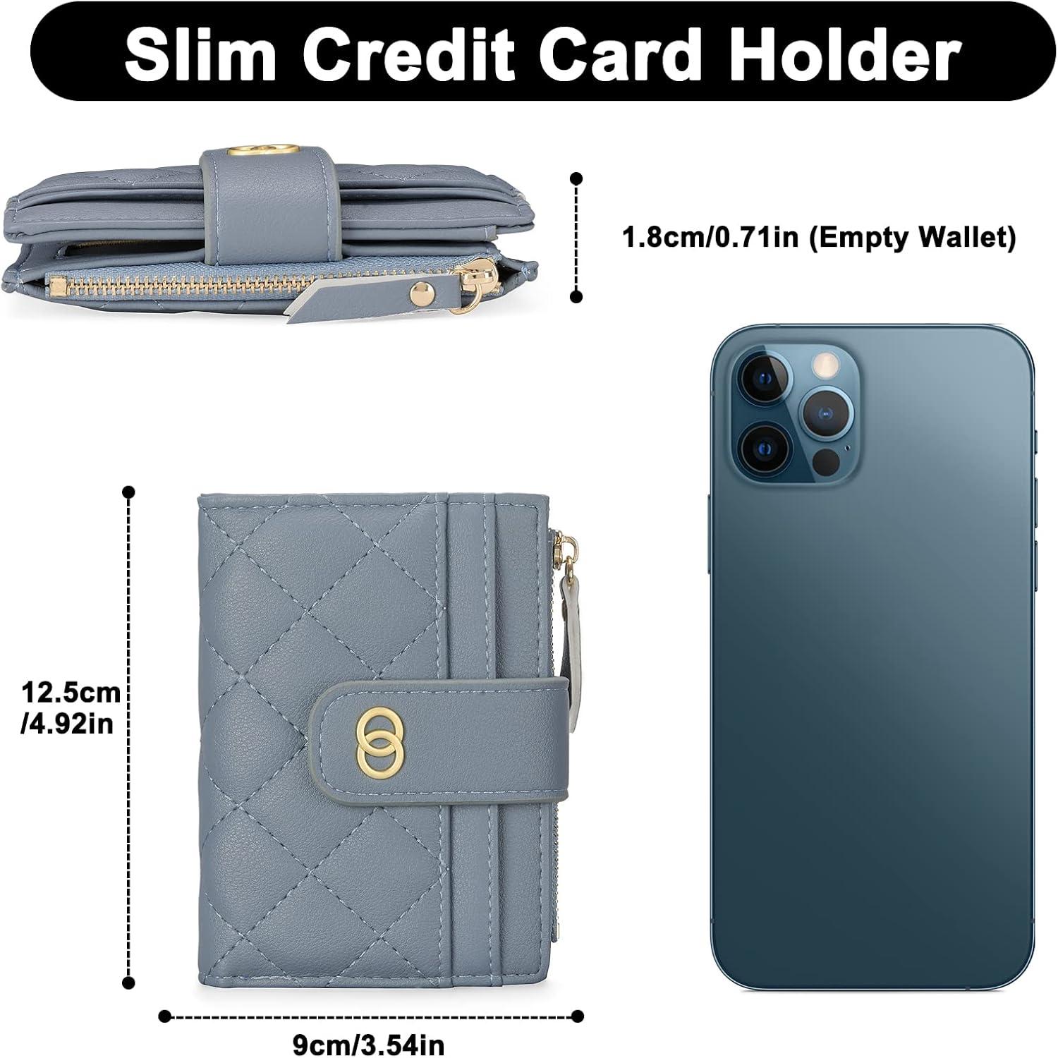 GAEKEAO Damen Geldbörse RFID Portemonnaie Leder Slim Wallet Blau