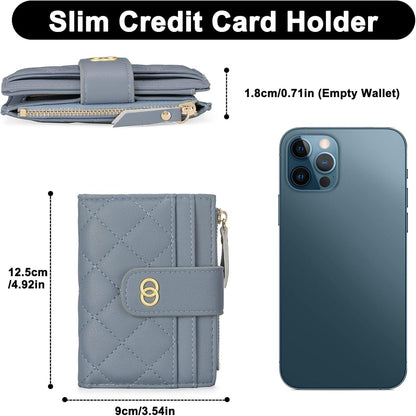 GAEKEAO Damen Geldbörse RFID Portemonnaie Leder Slim Wallet Blau