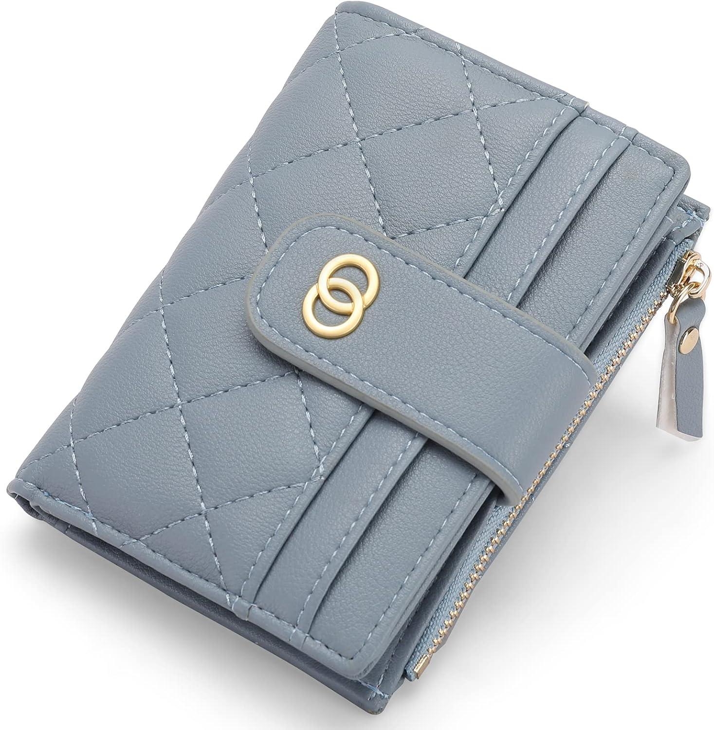 GAEKEAO Geldbörse Damen Klein RFID Blocker Portemonnaie Leder Geschenk Brieftasche Slim Wallet Blau