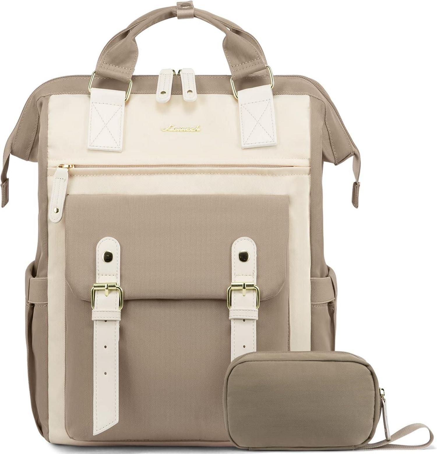 Moderner Damenrucksack 17 Zoll Laptop Wasserdicht Beige