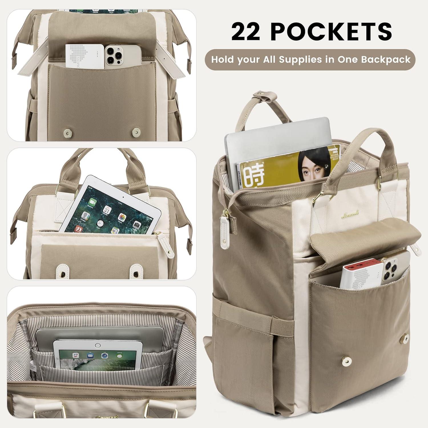 Moderner Damenrucksack 17 Zoll Laptop Wasserdicht Beige