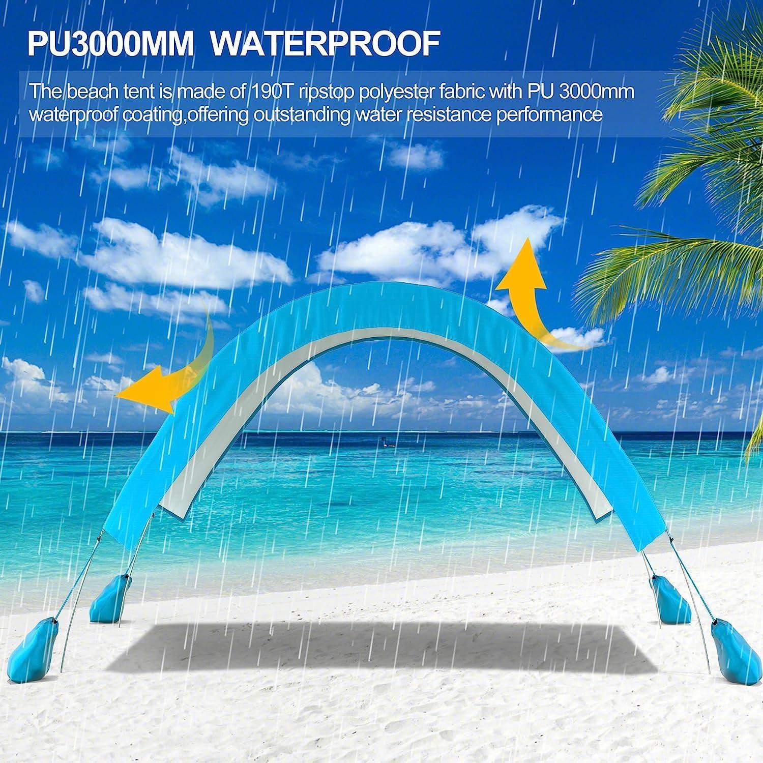 Strandzelt Blau 270cm mit Sonnenschutz und Stangen