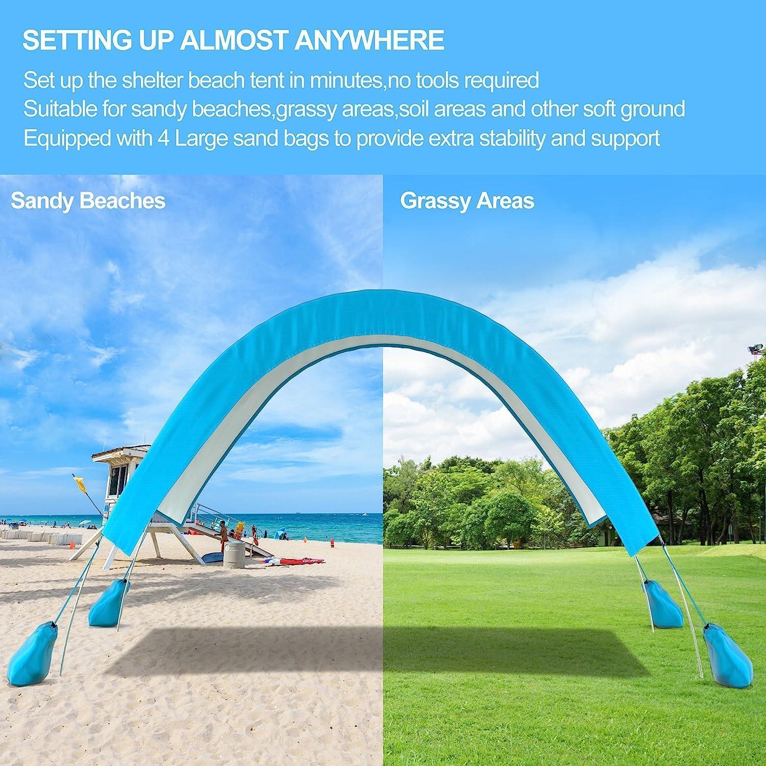 Strandzelt Sonnenschutz 270cm Blau Strandmuschel Sonnendach für Camping Outdoor