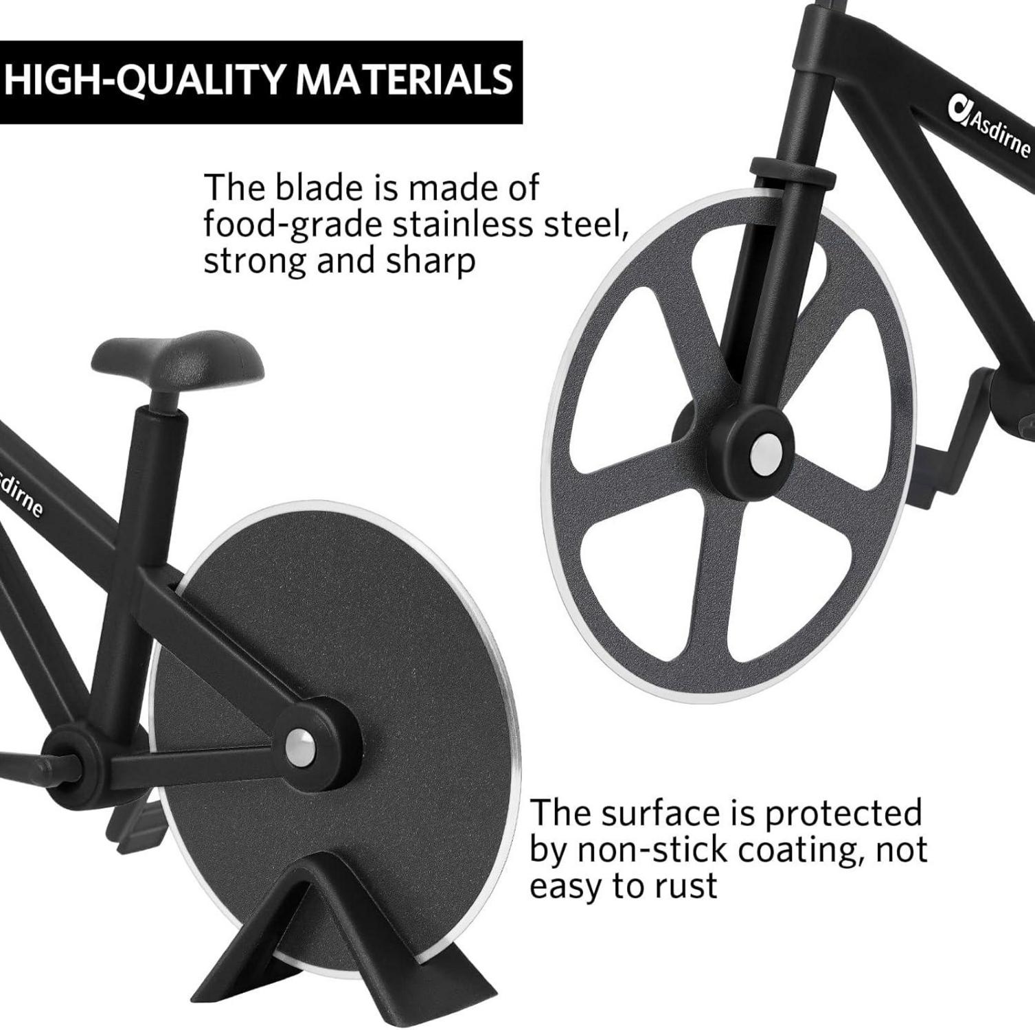 Pizzaschneider Fahrrad Rad Antihaftbeschichtung Edelstahl Schwarz 19cm