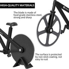 Pizzaschneider Fahrrad Rad Antihaftbeschichtung Edelstahl Schwarz 19cm