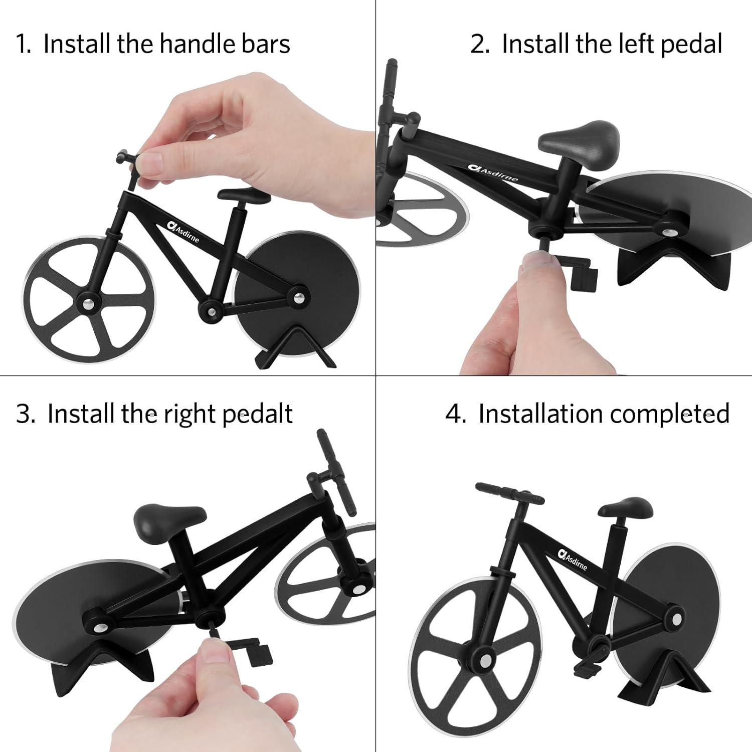 Fahrrad Pizzaschneider mit Antihaftbeschichtung Edelstahl 19cm neu schwarz