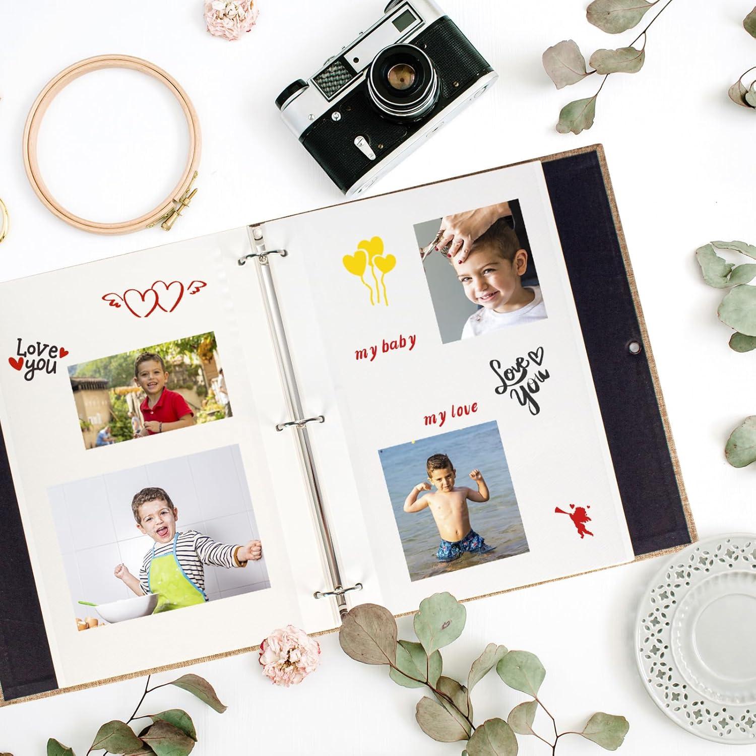 AIOR Selbstklebendes Fotoalbum 60 Weiße Seiten Scrapbook DIY Hochzeit Beige