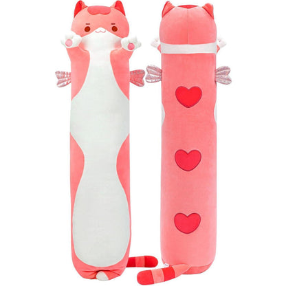 130cm Kawaii Langkatze Plüschkissen - Kuscheliges Schlafkissen