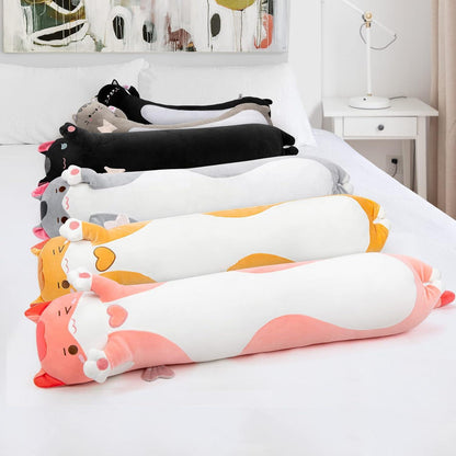 130cm Kawaii Langkatze Plüschkissen - Kuscheliges Schlafkissen