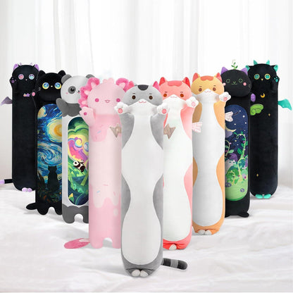 130cm Kawaii Langkatze Plüschkissen - Kuscheliges Schlafkissen