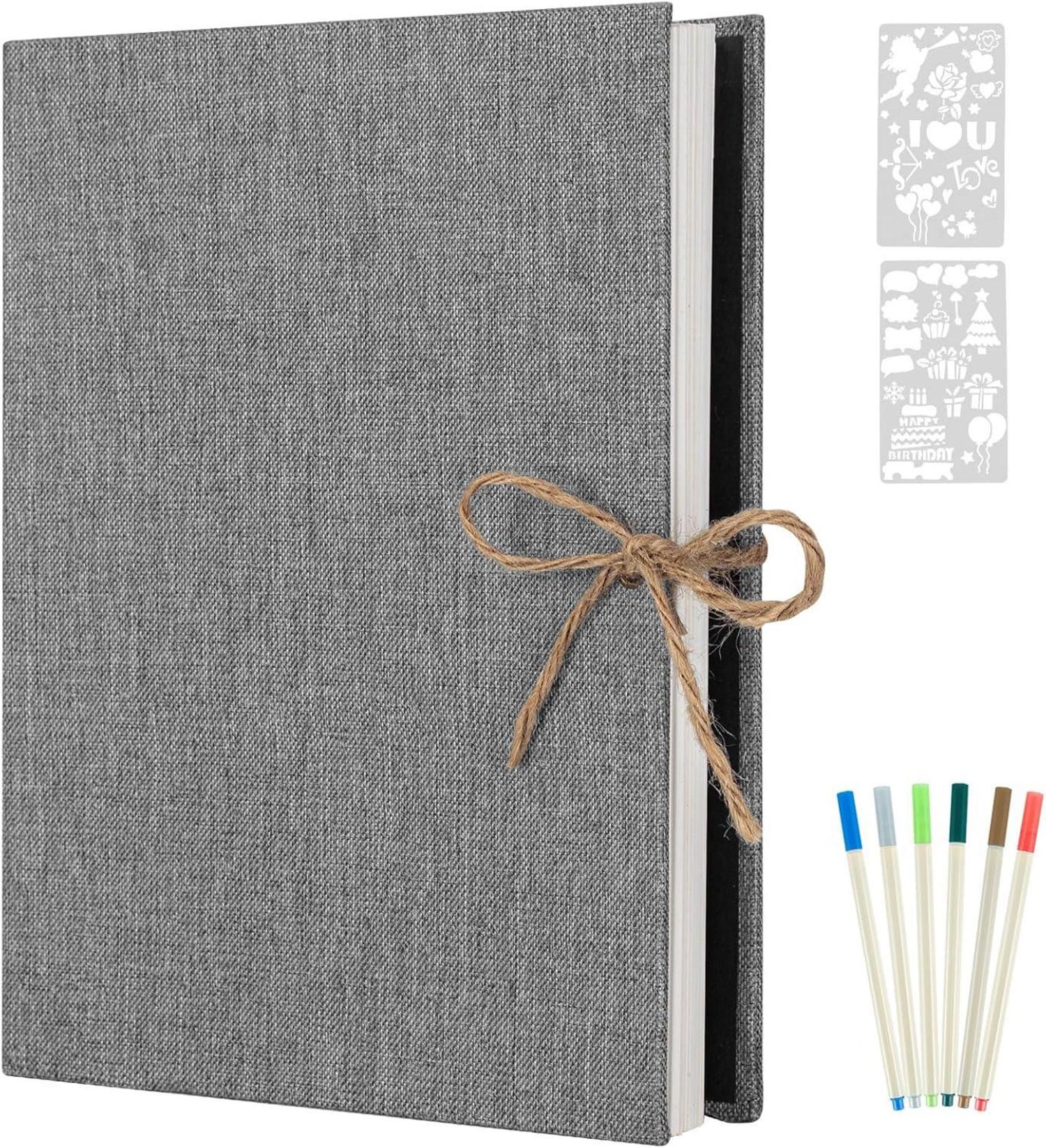 Selbstklebendes Fotoalbum Scrapbook 60 Seiten Retro Grau