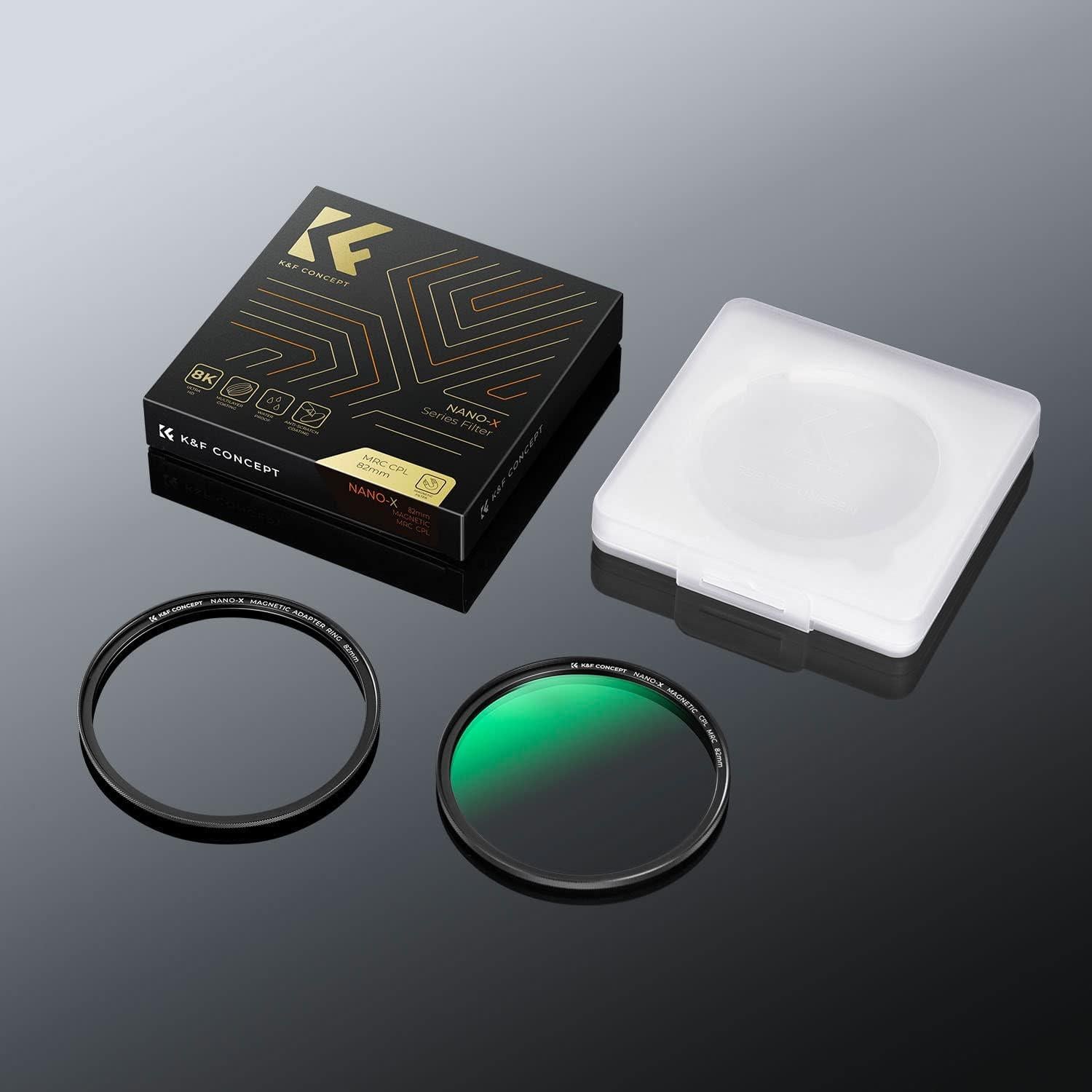 K&F Concept Nano X-Serie Polfilter 77mm mit Magnetadapter-CPL Filter 28x beschichtet