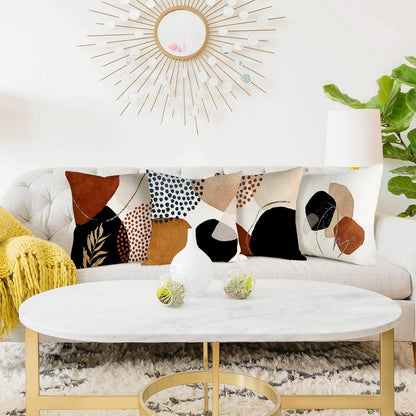 4er Set Kissenbezüge Leinen 45x45 - Modernes Boho Design