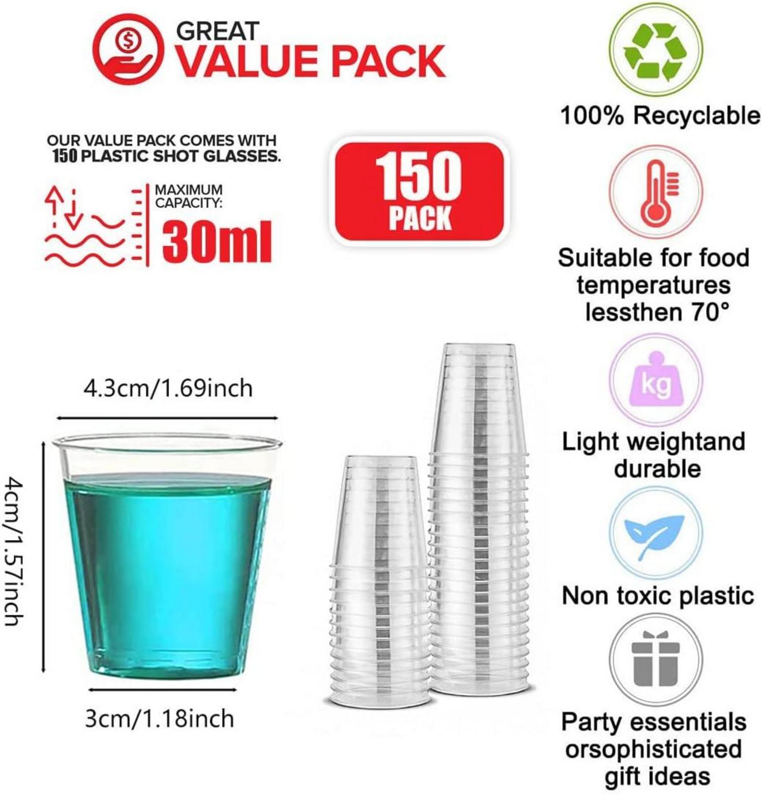 150 Stück 30ml Plastik Schnapsgläser Trinkbecher