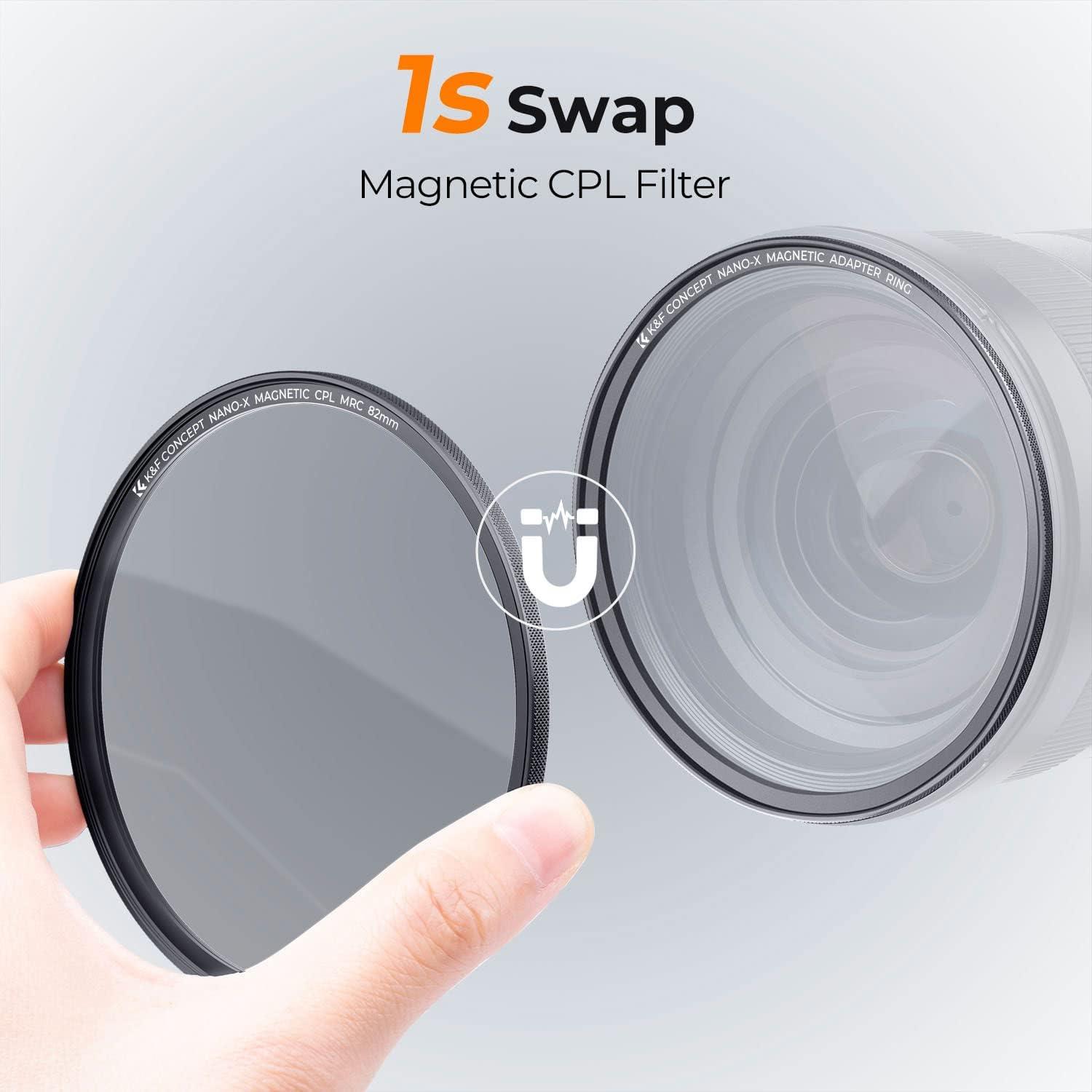 82mm Magnetischer CPL-Filter mit Adapterring, optisches