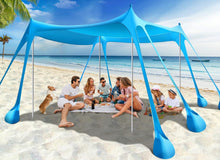 Strandmuschel UPF50+ mit 8 Sandschaufeln und 4 Stangen