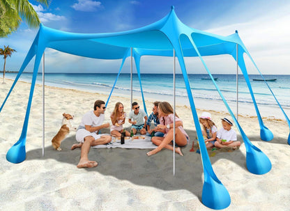 Strandmuschel UPF50+ mit 8 Sandschaufeln und 4 Stangen