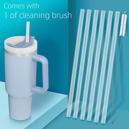6Pcs Strohhalme für Stanley Tumbler 20/30/40 oz, klare Straws & Reinigungsbürste