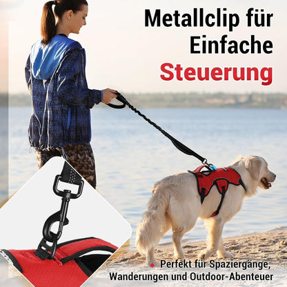 Ausbruchsicheres Hundegeschirr mit Griff, Rot XL
