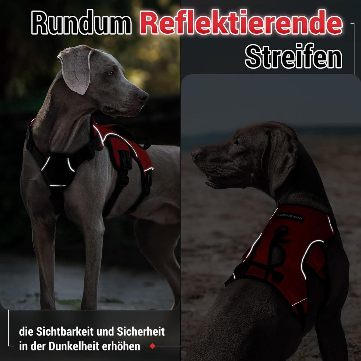 Ausbruchsicheres Hundegeschirr mit Griff, Rot XL