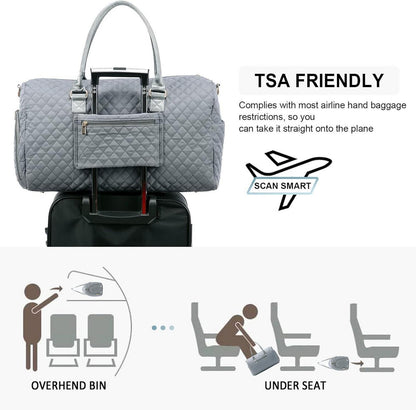 Sportliche Damen Reisetasche mit Schuhfach & Nassfach, Handgepäck für Flugzeug, wasserdicht, Gr. M, Hellgrau