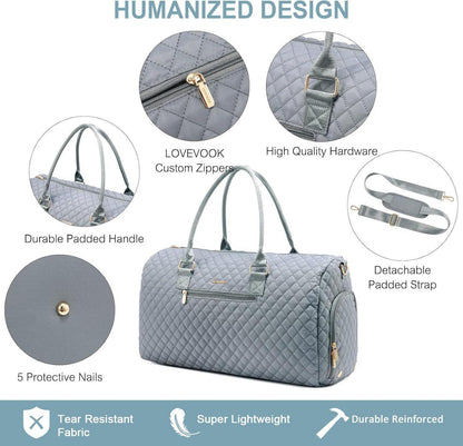 Damen Reisetasche Weekender Sporttasche wasserdicht Hellgrau
