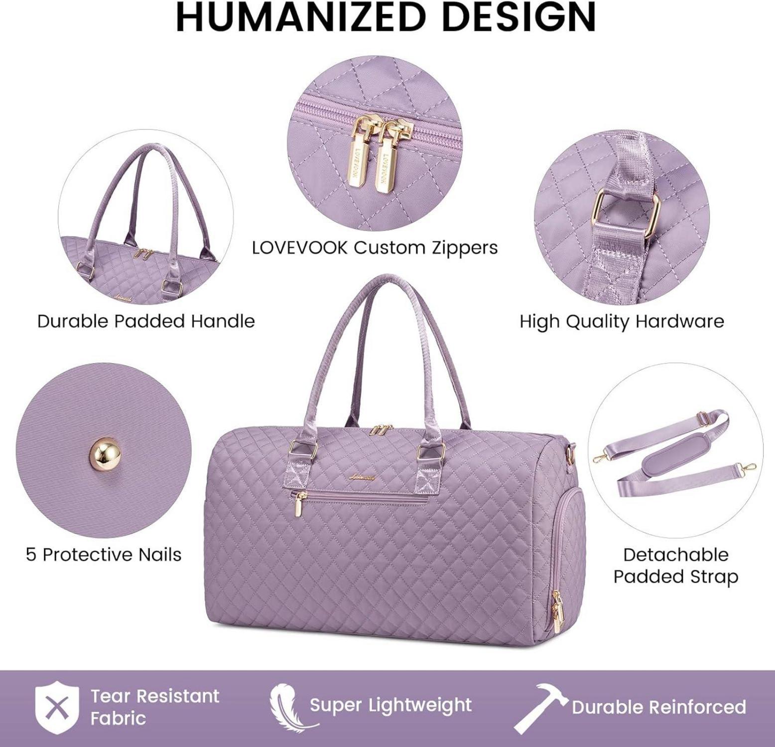 Sporttasche Damen Reisetasche Weekender Kliniktasche Nassfach Hellviolett