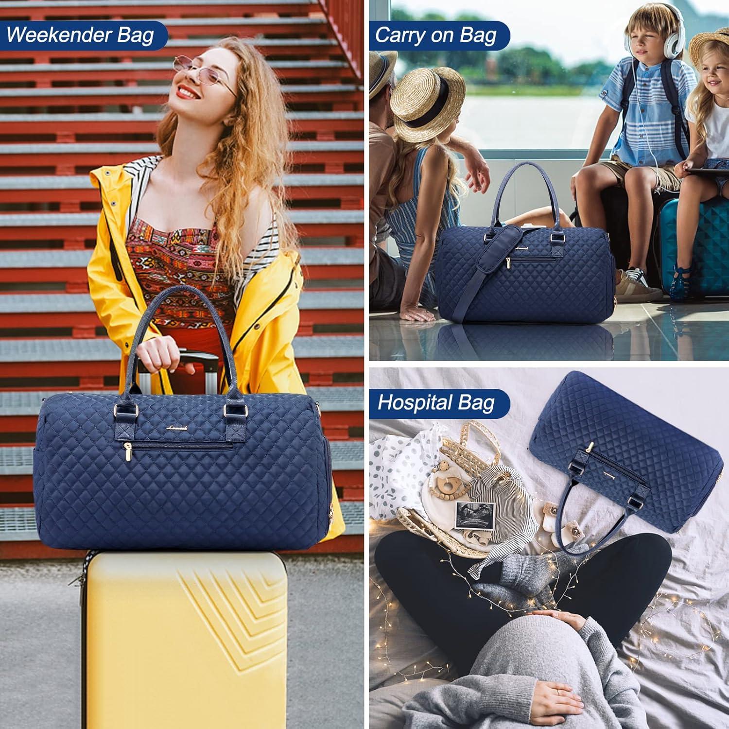 Sporttasche Damen Marineblau, Weekender mit Schuhfach